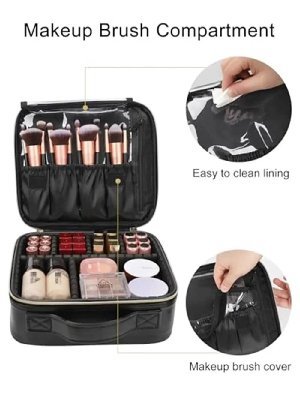 Travel Makeup Bag Organizer Cosmetic Case Adjustable Dividers Waterproof Large